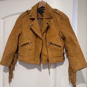 Forever 21 Brown Leather Fringe Jacket